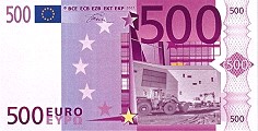 500 Euro Note mit Lohrer Stadthalle