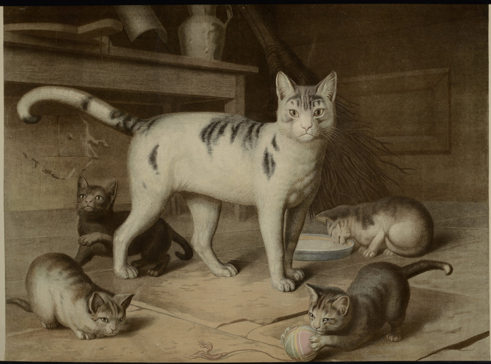 „Die Katze“, Schulwandbild um 1900; Foto von Udo Kleinfelder, Lohr a.Main